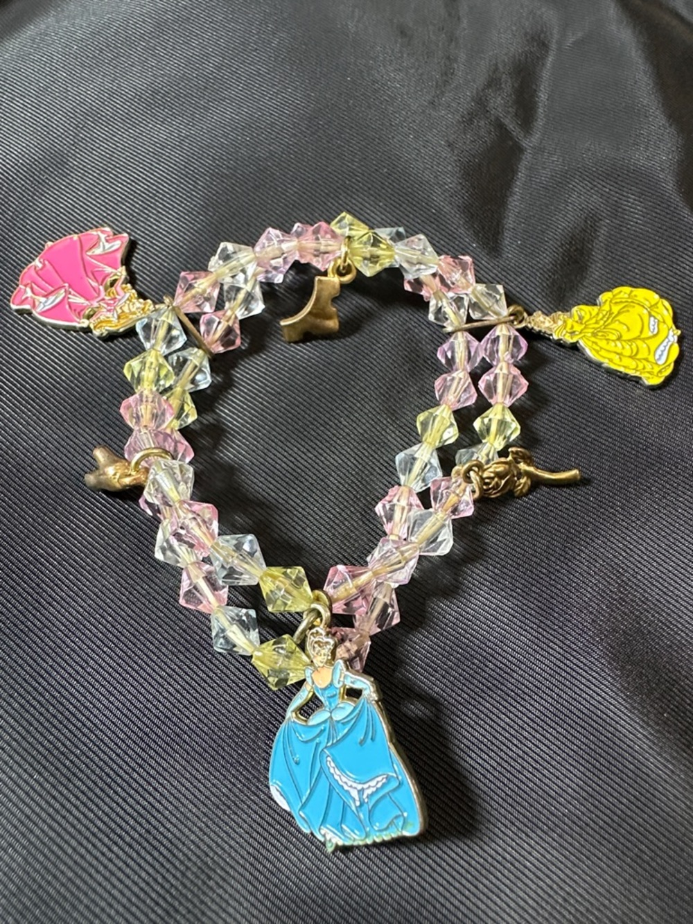 Disney Pink, Yellow & Clear Crystal Charm Bracelet